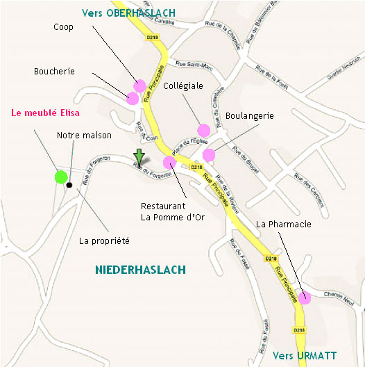 Plan d'acc&egrave;s gite en Alsace &agrave; Niederhaslach
