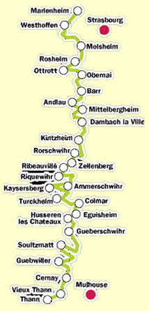 Karte der Elsäßische Weinstraße