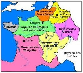 Les différents royaumes à l'époque de Clovis